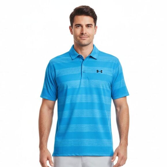 Under Armour HeatGear Loose Fit Polo - Men's Large - Blue Stripe Golf/Active - Picture 1 of 5